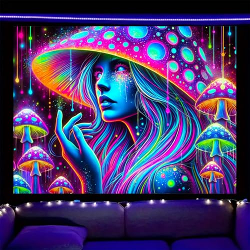 Image of Nuxovilar Mushroom Girl Wall Tapestry Polyester 78.74x59.05 In