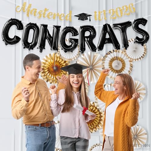 Image of KatchOn Mastered It Banner and Congrats Balloons - 10 Feet | Masters Graduation Decorations 2026 | Congrats Grad Balloons, Mastered It Balloon | Masters Degree Graduation Decorations