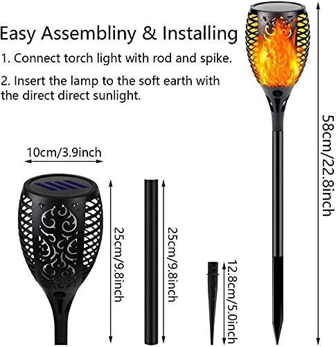 Mpowtech 4-Pack Solar Light Outdoor (Super Larger Size) Solar Flame Torch With Flickering Flame,Waterproof Auto Lighting Dusk To Dawn Landscape Patio Lights For Garden Decor (Round / 33Led / 4 Pack) #TOP1