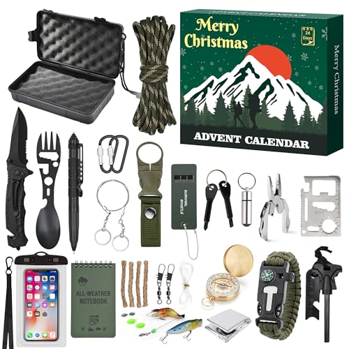 Survival Kit Advent Calendar 2026, 24 Days Christmas Countdown Calendar for Men Adult Teen, Emergency Survival Gear Gift for Outdoor Camping, Fishing, Hunting, Hiking Adventures - image 1