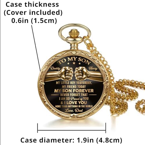 Wrappiness to My Son Pocket Watch - Printed Gift Stainless Steel Watch with Chain - Timeless Gift for Son, Birthday, Graduation Gift (My Son Forever) — view 2