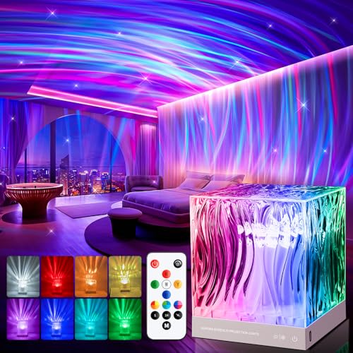 PIKOY Sternenhimmel Projektor Kinder Aurora Lampe, 18 Lichtmodi Polarlicht Lampe, Fernbedienung Zeitnahme Nachtlicht Sternenhimmel Projektor, Galaxy...