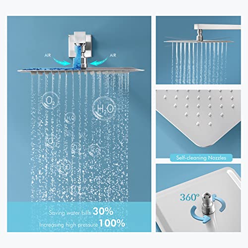 Bostingner Shower Body Sprays Systems, 10 Inch Rain Shower Wall Mounted, All Metal Multiple Shower Head System, Contain Rough-In Shower Valve, Brushed Nickel #TOP2