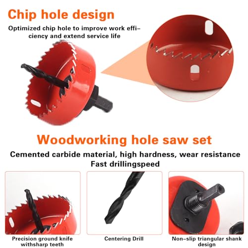 Set of 11 Metal Hole Saw Sets, 19-64 mm Metal Holesaw Set, Hole Saw Drill Bit Tools for Wood Plasterboard PVC Board Plastic Plate, with Accessories 3 Set of 11 Metal Hole Saw Sets, 19-64 mm Metal Holesaw Set, Hole Saw Drill Bit Tools for Wood Plasterboard PVC Board Plastic Plate, with Accessories - Image 3
