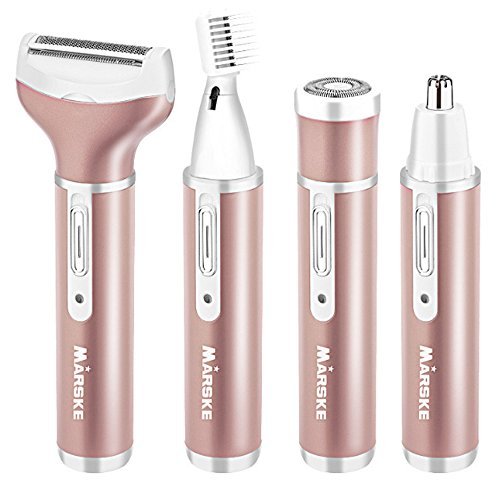 Electric Shavers for Women, 4 in 1 Ladies Cordless Rechargeable Painless Hair Remover for Eyebrows, Nasal Hair, Underarms, Bikini Area and Whole Body- Safe, Gentle Shaving Razor Systems -Pink Gold …