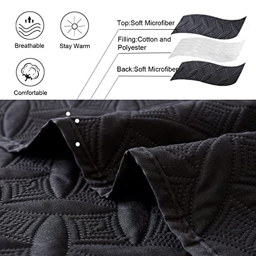 Image of Hailea 3 Piece Black Daybed Cover Twin Size Cozy Daybed Sets Bedding Double Sided Quilting Cover Set Geometric Print Bedspread Coverlet All Season for Twin Bed with 2 Standard Shams,39 inchx75 inch