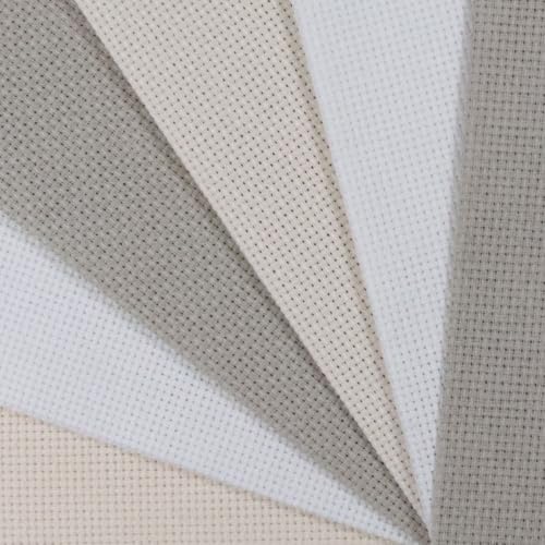 Image of KCS 4 /6 pc of 12 inch x 18 inch(30cmx45cm) 16 Count Cotton Aida Cloth Cross Stitch Fabric (6 pc,Pearl Grey+White+Ecru)