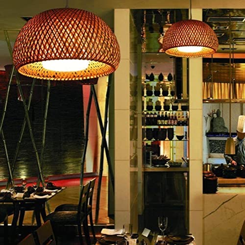 Lámpara colgante de bambú E27 regulable para iluminación de restaurante y salón 4