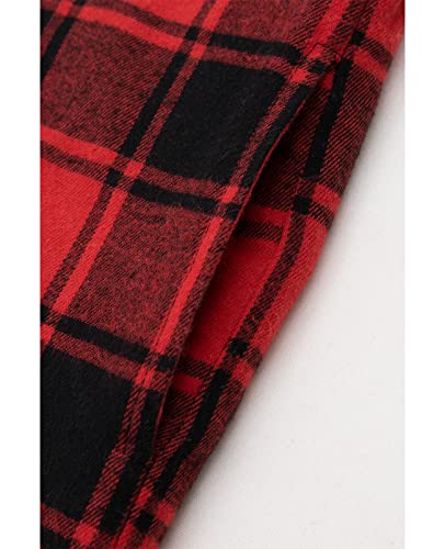 Zenthace Boys Hooded Flannel Shirt Jacket Sherpa Fleece Lined Full Zip Up Hoodie Flannel Plaid Shirt Red And Black S Size 5-6 #TOP6