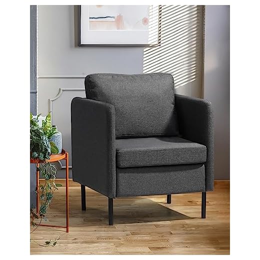 XSPRACER Accent Chairs, Comfy Sofa Chair, Armchair for Reading, Living Room, Bedroom, Waiting Room, Linen, Gray