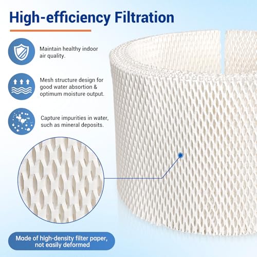 Image of Keycci MAF1 Humidifier Wicking Filter Compatible with Air-Care, Emerson, Essick, MoistAir Filters MA0950 MA1200 MA1201, Ken More 14906, 14410, 14411 Humidifiers (4)