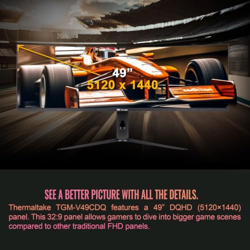 Image of Thermaltake 49 inch DQHD Curved Ultrawide Gaming Monitor; Fast VA Panel; 5120x1440 DQHD; 240Hz; 1ms GTG; Adaptive Sync; HDMI /DP /Type-C /USB; VESA 100x100; HDR10; 1800R Curve; PIP /PBP; GM-GCE-49CEUB-US
