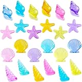 Niceup 90pcs Plastic Seashell Toys, Under Sea Ocean Party Décor, Sea Creatures Sensory Bin Bottle Filler Acrylic Conch Shells Sea Stars for Mermaid Pirate Pool Party Favor Diving Gems Crafts