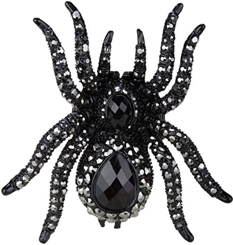 YACQ Women's Spider Stretch Rings Fit Finger Size 6.5 to 9 - Elastic Soft Band Perfect for Arthritis - Silk Scarf Holders - Lead & Nickle Free - 2-1/4 x 2-1/4 Inches - Halloween Costume Accessories
