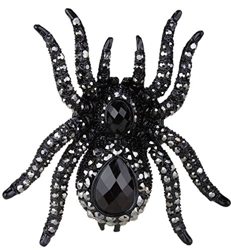 Yacq Women's Spider Stretch Rings Fit Finger Size 6.5 To 9 - Elastic Soft Band Perfect For Arthritis - Silk Scarf Holders - Lead & Nickle Free - 2-1/4 X 2-1/4 Inches - Halloween Costume Accessories #TOP3