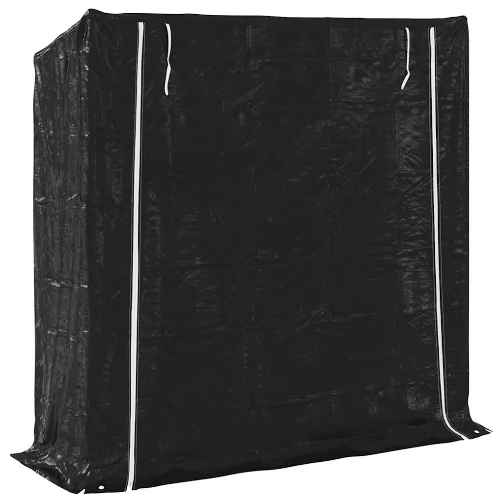 Estantería para leña con protección contra la lluvia, 200 x 60 x 200 cm, acero galvanizado, estable para terraza, jardín, exterior, con funda impermeable para la lluvia para almacenamiento de