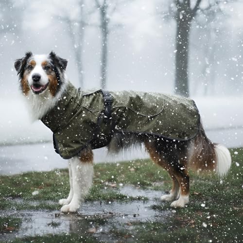 DOGOPAL Hundemantel Wasserdicht | Wintermantel & Hunderegenmantel mit Fleecefutter, Reflektierend und Winddicht, Regenmantel Hund für Kleine, Mittlere und Große Hunde, Perfekt für Kaltes Wetter (60)