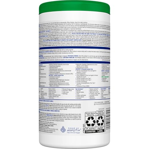 Clorox Healthcare Cleaner Disinfectant Hydrogen Peroxide Wipes, Go-to Bleach Free Disinfecting Wipes, Designed for Hospitals and Clinics, 6.75" x 5.75", 155 ct., Pack of 9 - image 8