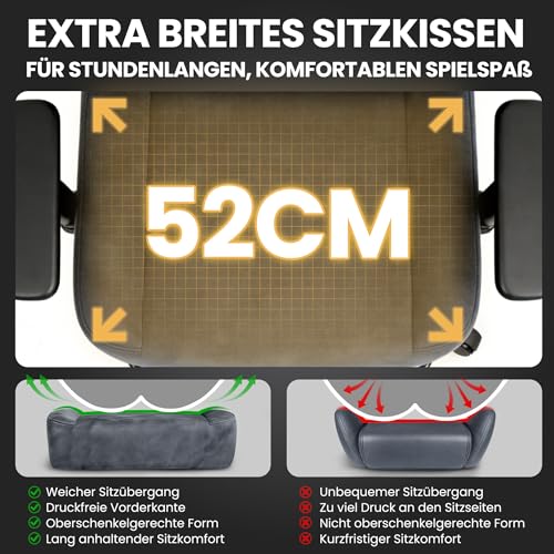 Riftracer Gaming Stuhl Chair Gamer Sessel - wildlederartiger Stoff, 3D‑Armlehnen, neigbare Rückenlehne, höhenverstellbarer Sitz… – Ansicht 4