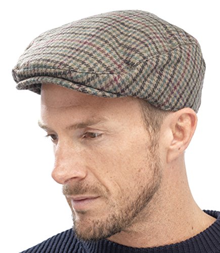 Tom Franks Hombre De Cuadros Mezcla De Lana De Tweed De Puntera Plana, verde oliva, Large / X-Large