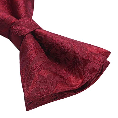 Image of HISDERN Bow Ties for Men Pretied Bow Tie Set Paisley Classic Bowties and Pocket Square Cufflinks Set for Wedding Party