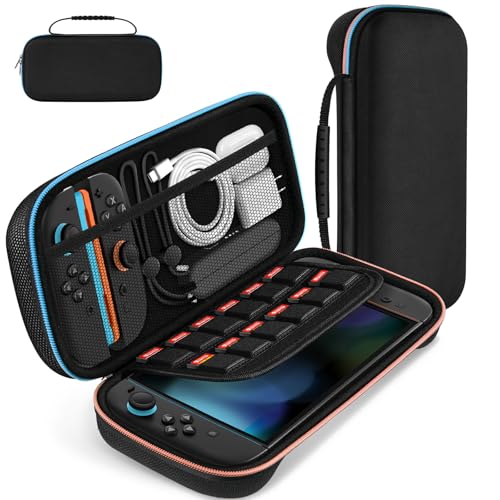 ivoler Tasche Kompatibel mit Nintendo Switch 2 Modell 2025 , Portable Protective Hard Shell Tragetasche Hülle mit Speicherplatz für 12 Spiele, und anderes Zubehör Schwarz