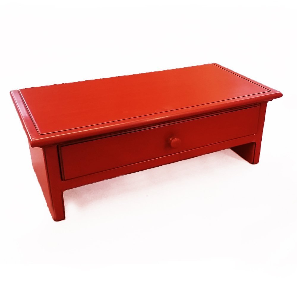 Wood Monitor Stand with Drawer and Cubby PAINTED FINISH