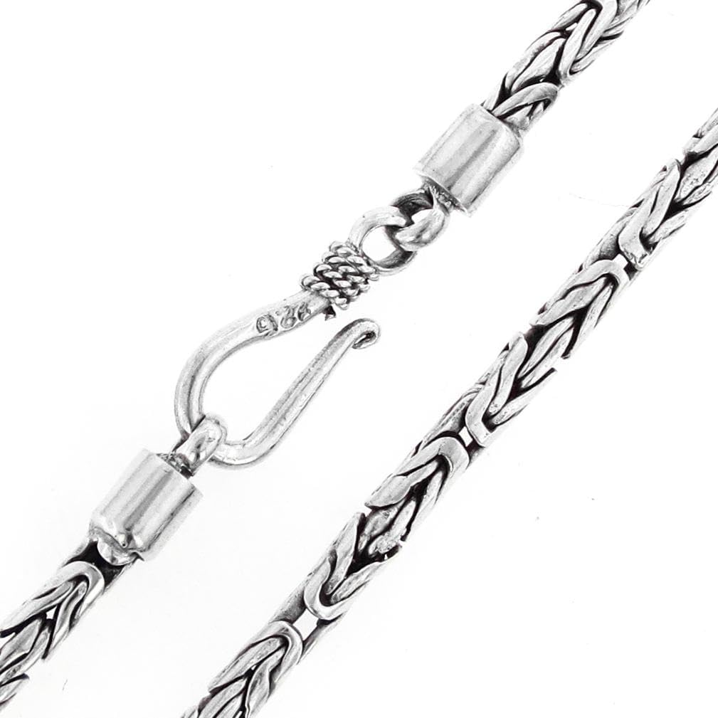 2.5mm Round Byzantine Handmade Bali Oxidized 925 Sterling Silver Bracelet Anklet