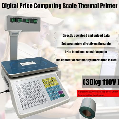 Báscula Digital con Impresora Térmica y Pantalla LCD Doble miniatura 2