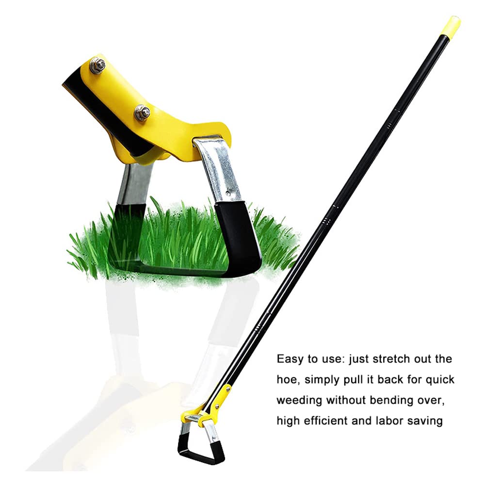 Zappa da Giardino con Manico Lungo, Zappa a Staffa in Acciaio Inossidabile Resistente, Attrezzo da Giardino Regolabile per Diserbare, Smuovere il Terreno e seminare. (1,6 m 4 sezioni)