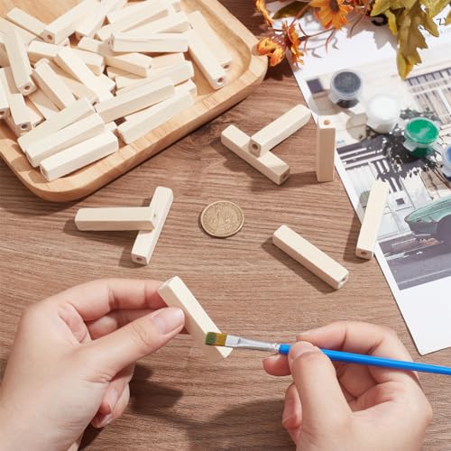 NBEADS 50 Pcs Unfinished Wood Rectangle Beads, 5cm High Large Hole Beads for DIY Necklace Bracelet Jewelry Making - Image 3