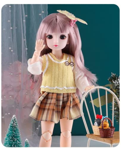 Image of Tickles Movable Joints Cute Beautiful Eyes Fashionable Dress Doll (Size: 30 cm Color: Multicolor)