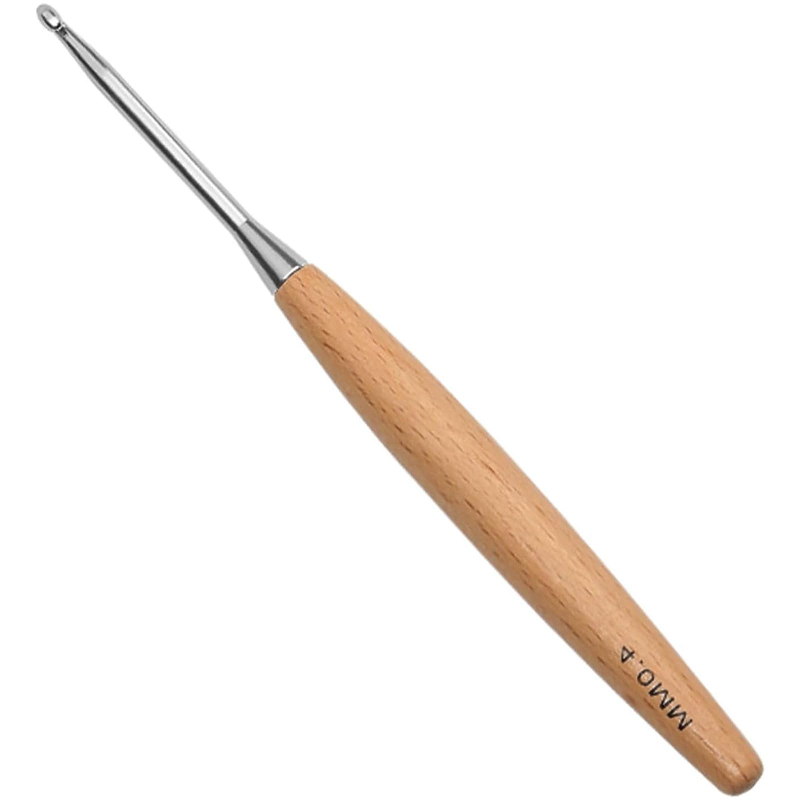 JYTDBCS High-Grade Beech Handle Lengthened Crochet Hook Set - DIY Knitting Tools With Wood and Aluminum Hooks - 4mm Size