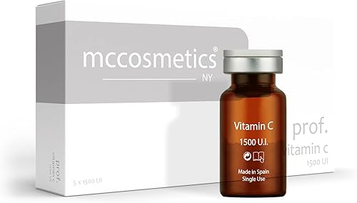 MCCosmetics NY Prof. Vitamina C Ácido ascórbico 1500 U.I. Viales de 0.2fl oz Cosméticos de grado médico Fabricado en España