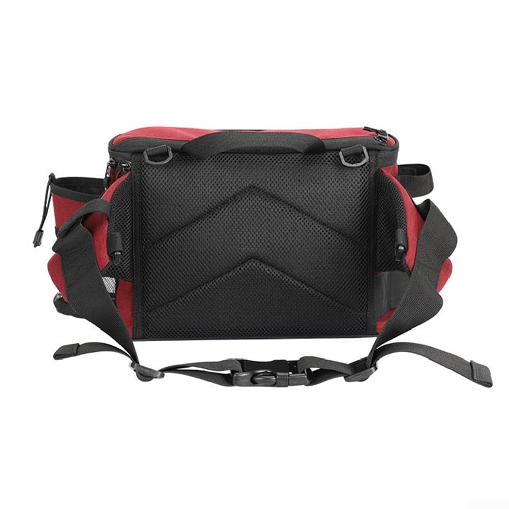 RX1911 Sac de pêche monté à la taille avec ceinture réglable en forme de V et dos en maille respirante pour un confort tout au long de la journée (grand noir)