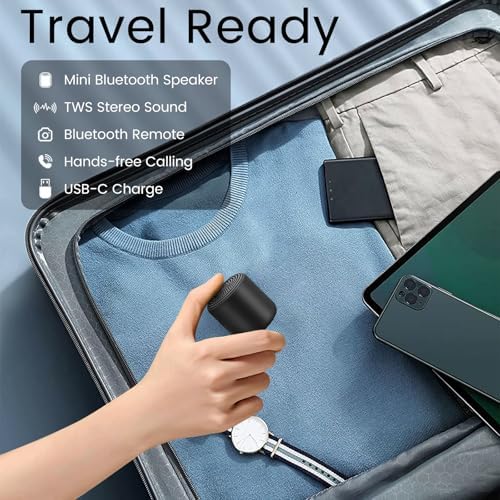 Mini Bluetooth Speaker – Small Portable Tiny Bluetooth Speakers Wireless with TWS Stereo, 5W HD Sound, Bluetooths 5.3, 8H Playtime – Ideal Travel Speaker for Car,Outdoors, Home & Office(1 Pcs) — view 6