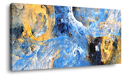 Sxurmtiie Modern canvas wall art abstract blue and orange fantasy colorful graffiti on white background art painting prints modern artwork for living room bedroom kitchen 20"x40"