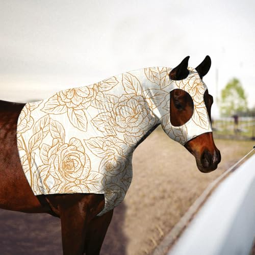 Horse Slicker Hood with Zipper: Snug Fit, No-Ears Design, and Extra Large Eye Holes for Face, Shoulders, Mane, Chest, and Withers - Perfect for Show-L(Flower)