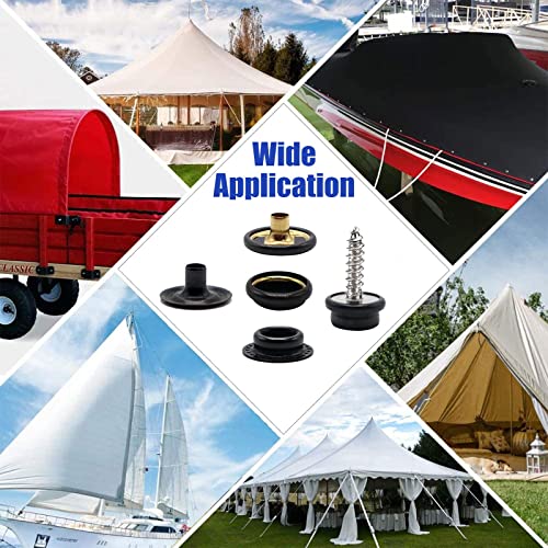 353 Pcs Boat Canvas Snap Kit, Zynery Marine Grade Stainless Steel Canvas Repair Kit, Snap Fasteners Kit For Boat Canvas Fabric Leather With Material Hole Punch/Setting Tools (Black) #TOP5