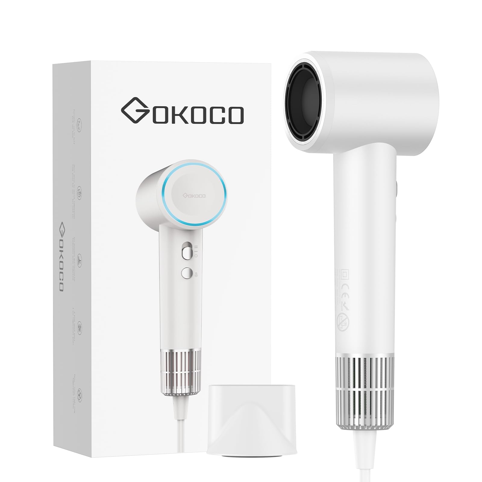 GOKOCO Secador de Cabelo Profissional Veloz 220V GD033, 1.52 Bilhão de Íons Negativos, 4