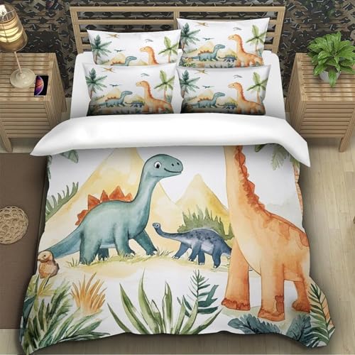 Housse de couette 135x200 cm dinosaure avec impression 3D ultra douce
