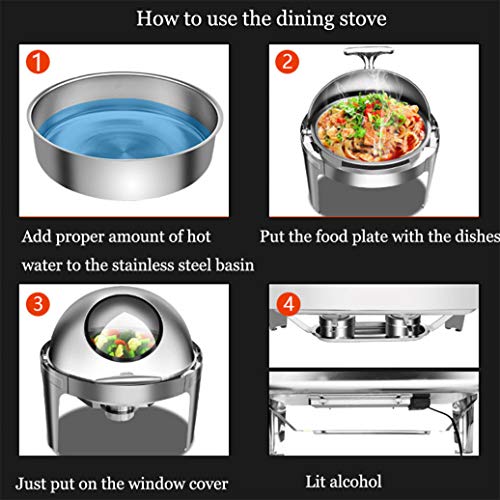 HSBAIS Speisenwärmer Buffetwärmer, Edelstahl Chafing Dish Roll-Laden Wärmebehälter Warmhaltebehälter mit Deckel für… – Bild 4