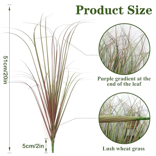 Betylifoy Artificial Grass Plants Outdoor 20PCS UV Resistant Faux Wheat Grass Fake Shrubs Purple Green Onion Grass Artificial Greenery Stems for Indoor Outdoor Office Home Decor image 1