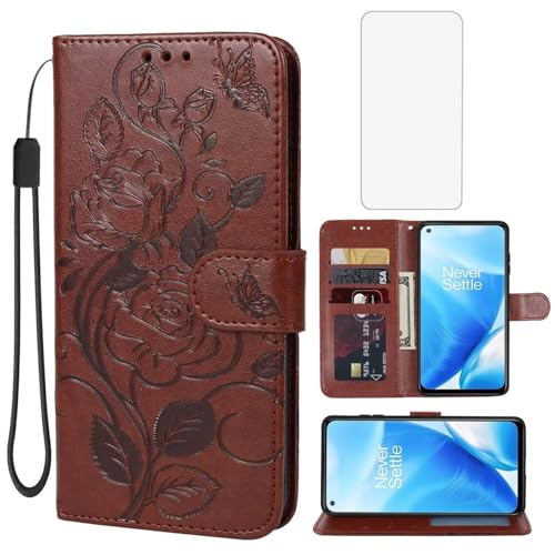 Étui OnePlus Nord N200 5G fleur en cuir avec vitre de protection