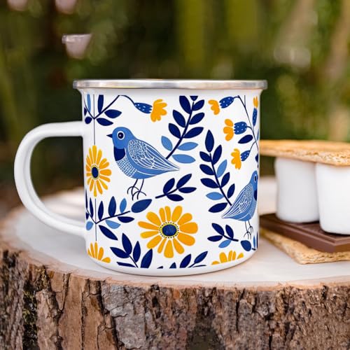 Taza camping esmaltada Loftipop floral 12oz miniatura 4