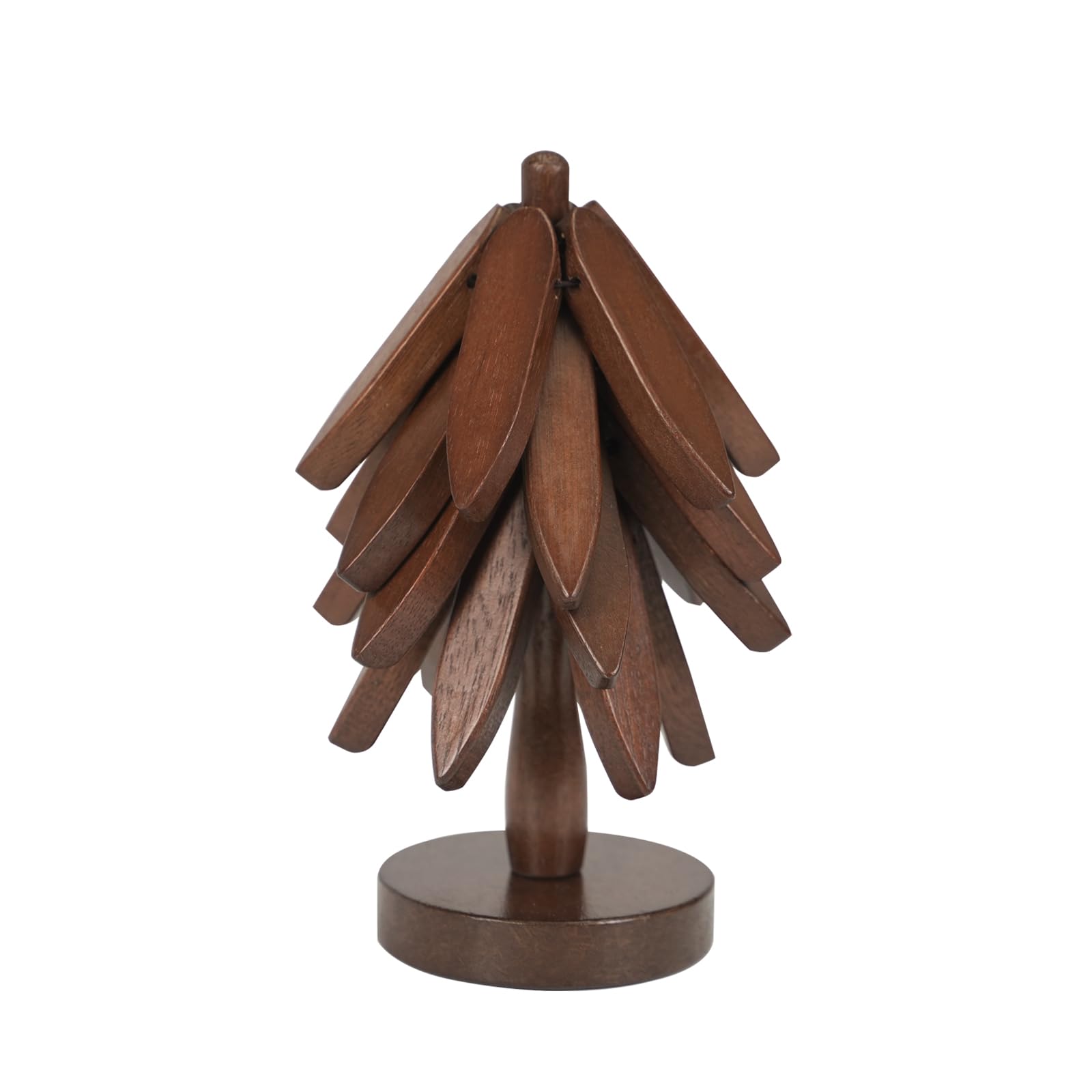 Egaday Walnut 4 Wooden Trivets For Hot Dishes, Christmas Tree Trivet Set, Foldable Wood Trivets For Hot Pots And Pans, Tree-Shaped Coasters For Pots, Pans, Bowls, And Teapots, Perfect Kitchen Gift