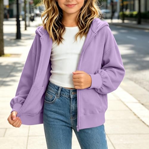 Cethrio Hoodies for Boys 14-16 Girls Zip Up Hoodie Oversized Hooded Sweatshirt Jacket Fall 2026 Fashion 5T Back to School Outfits for Girls Sudaderas Con Capucha Dressly Capsule Wardrobe Purple - image 8