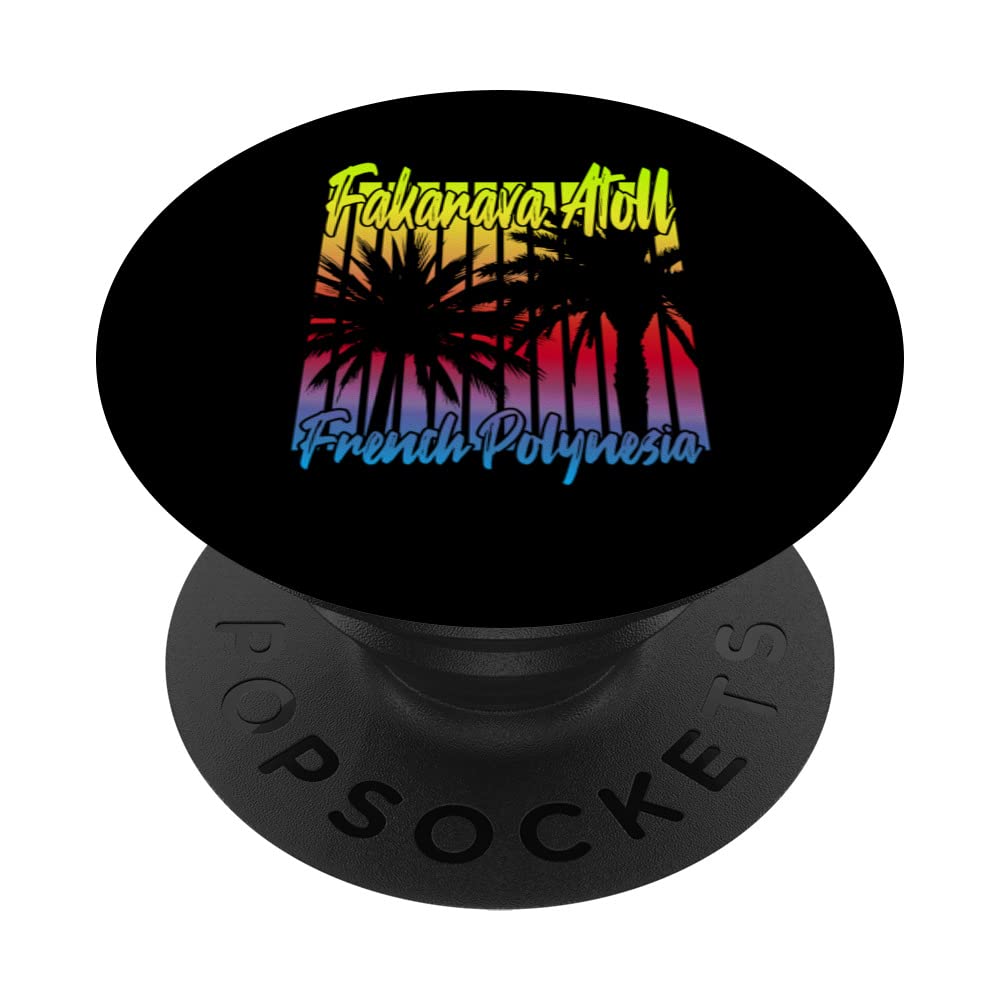 Coucher de soleil sur l'atoll de Fakarava PopSockets PopGrip Interchangeable Noir Fonctionnel Pratique Porteur de smartp