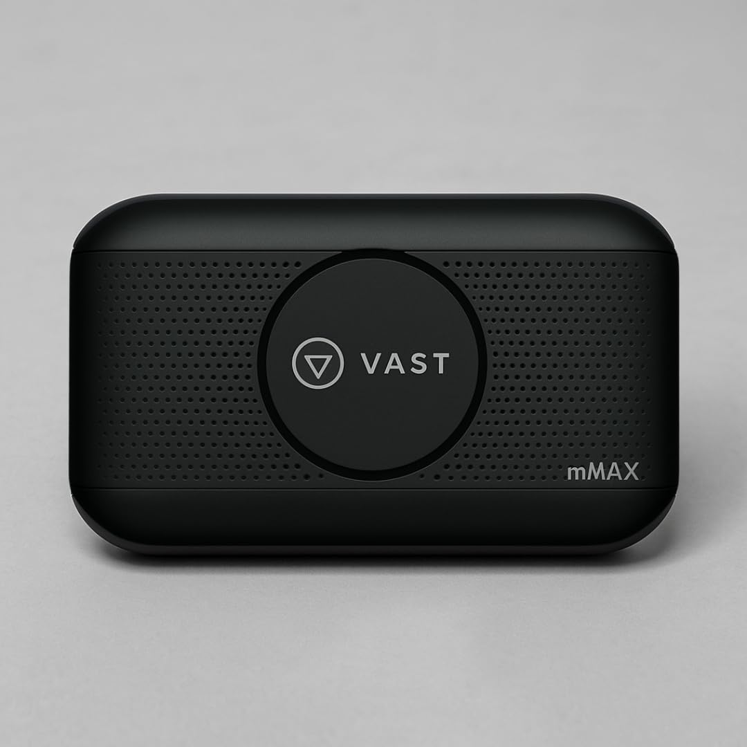 Фронт view of VAST H1 Hotspot showing features like removable battery, 4G LTE speed, connectivity for up to 10 devices, included accessories, and unlocked status.