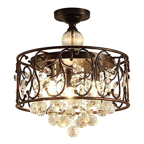 Chandelier cristal 3 lumières pour plafond et couloir chic